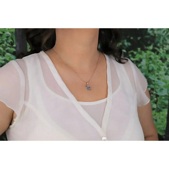 Pendant Only 14k Yellow Gold Natural Sapphire Baby Carriage September Birthstone - Picture 2 of 5